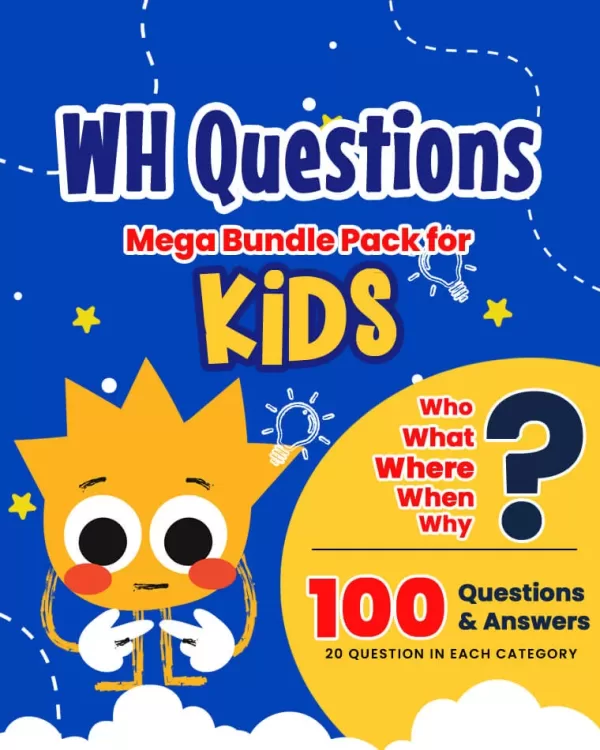 WH Questions Printable Flashcards for Kids - 100 Questions